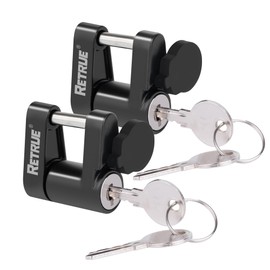 RETRUE Trailer Tongue Coupler Lock with Cap, Trailer Hitch Lock,Dia 1/4 Inch, 3/4 Inch Span for Tow Boat RV Truck Car's Coupler, Black(Pack of 2)…