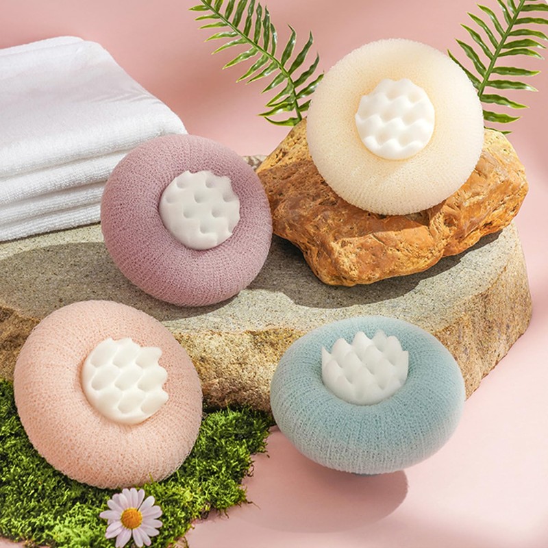 Shower Sponge, 4 Pieces Shower Sponges, Bath Sponge for Adults,