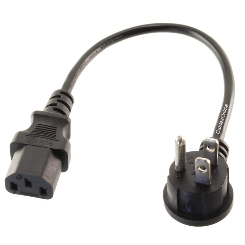 CablesOnline, 2-Pack 1ft Right-Angle NEMA 5-15P to IEC C13 Short