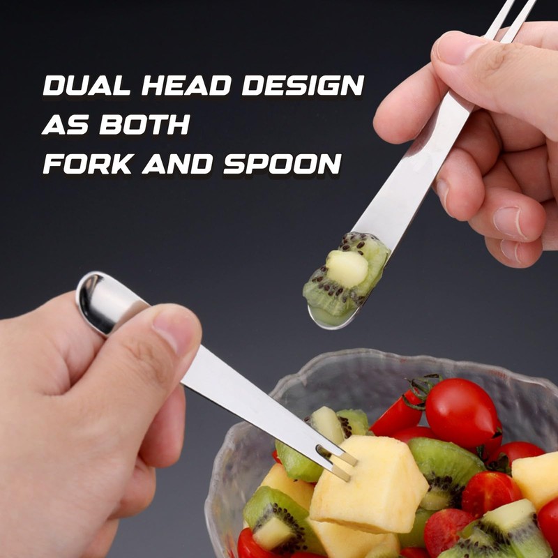 6 PCS Dual Use Stainless Steel Forks and Spoons