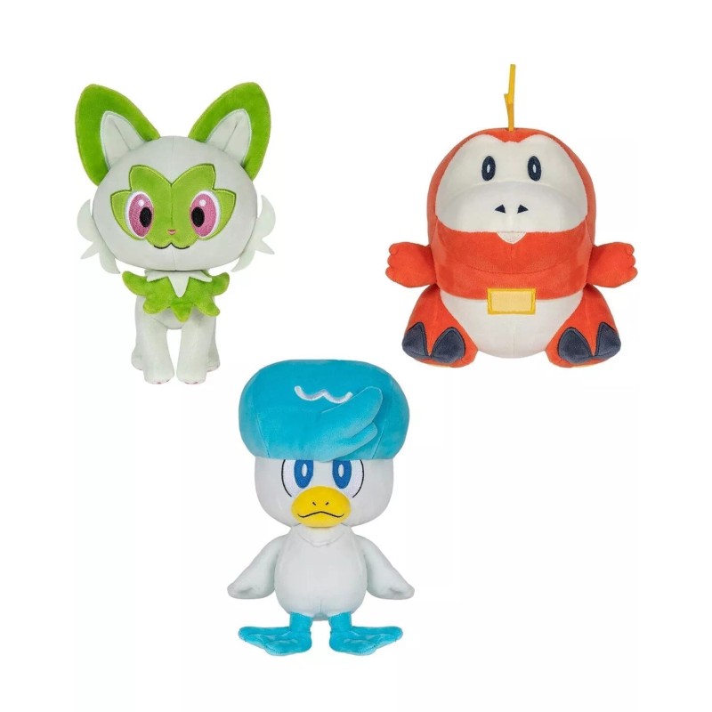 POKÉMON Paldean Starters Plushies 3PK - Fuecoco, Sprigatito, Quaxly