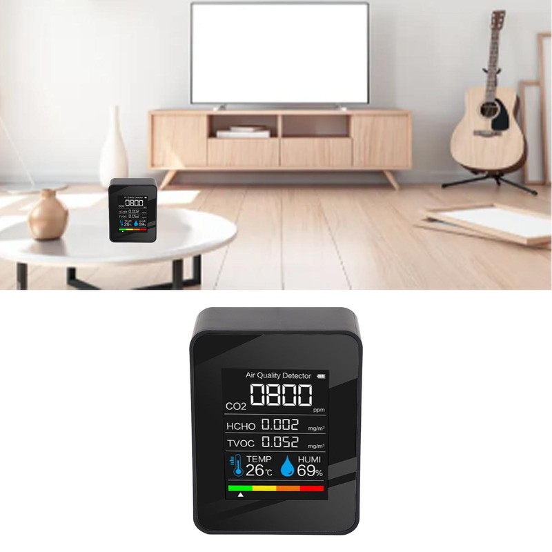 5 in 1 Air Quality Monitor LCD Color Screen CO2