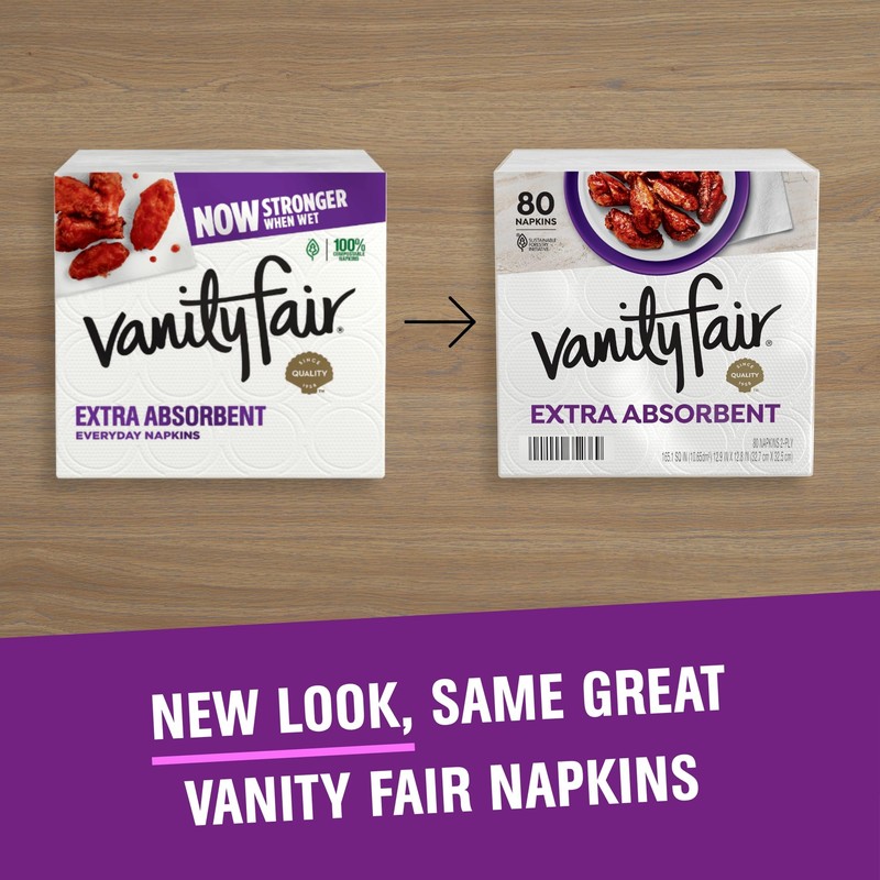 Vanity Fair Extra Absorbent Premium Paper Napkins, 80 Count, Disposable