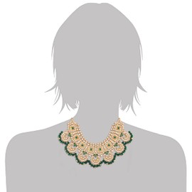 I Jewels Womens 18K Gold Plated Indian Wedding Bollywood Handcrafted Faux Kundan & Stone Studded Bridal Choker Necklace Jewellery Set (Ij026G) Green