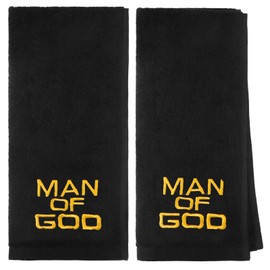 Buryeah 2 Pcs Pastor Hand Towels Christian Embroidered Hand Towels Christian Church Clergy Appreciation Gifts for Father's Day Bathroom, Kitchen(Black,Man of God)