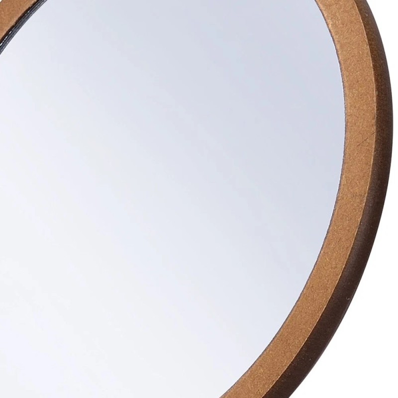 HomeRoots 10" Brown Round Framed Makeup Shaving Tabletop Mirror