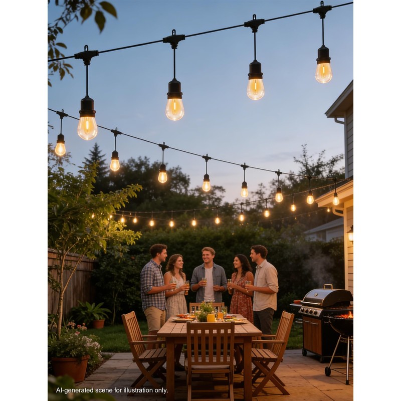 Hobbynors Outdoor String Lights 30FT, Patio Lights Outdoor Waterproof, Plug-in