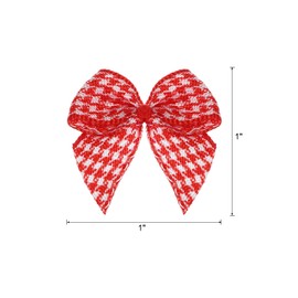 sourcing map 50Pcs Mini Gingham Ribbon Bow 1" Checkered Fabric Satin Ribbon Bows for Craft DIY Gift Hair Bow Sewing Wedding Birthday Party Red & White
