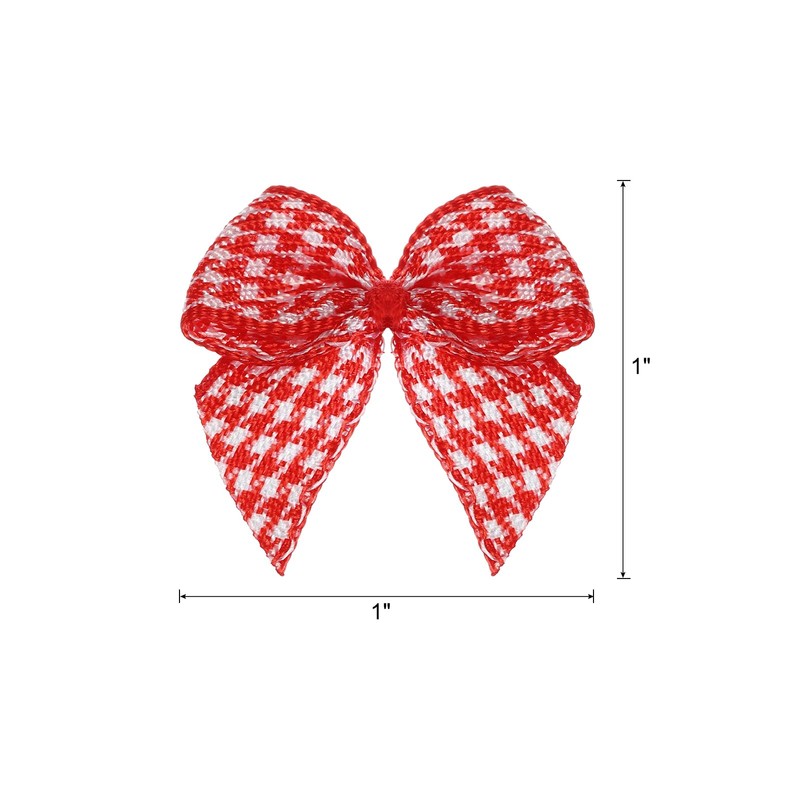 sourcing map 50Pcs Mini Gingham Ribbon Bow 1" Checkered Fabric