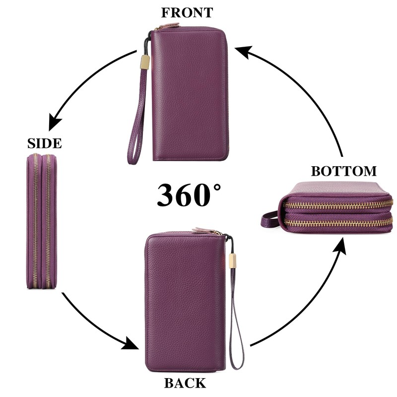 SENDEFN Women's Large Leather Wallet in Long Format, Wallet with