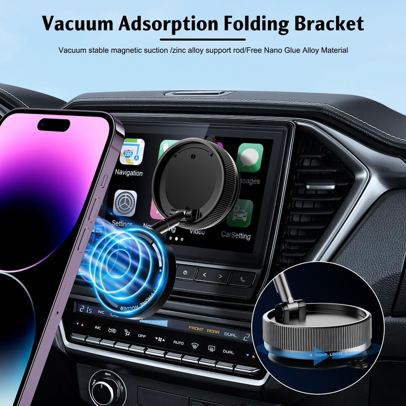 Kimmol Magnetic Phone Holder,360° Rotation Adjustable Vacuum Suction Phone cardles