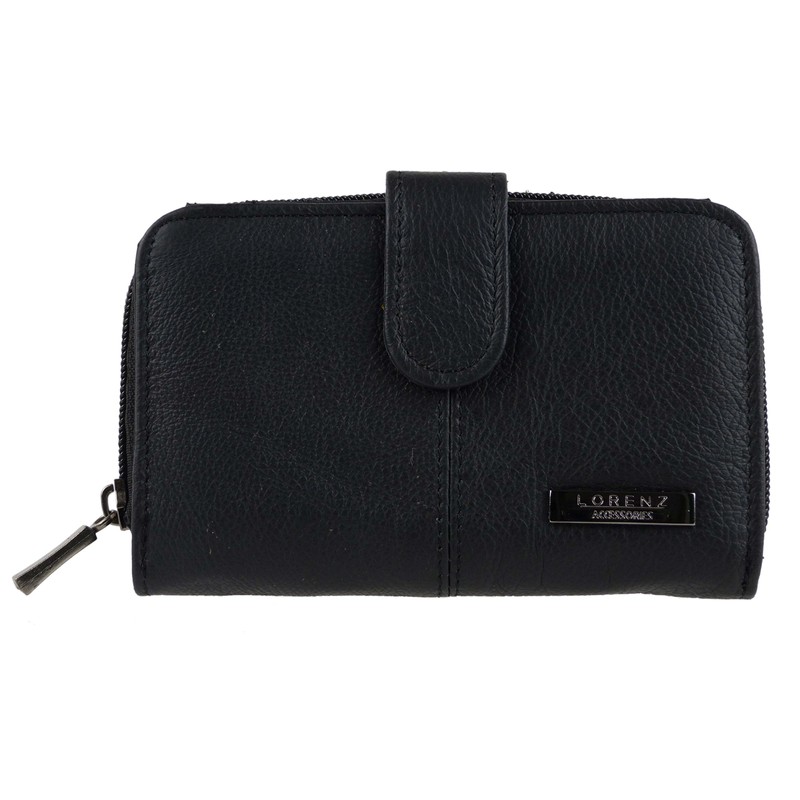 Lorenz Ladies Zip Around Purse Black