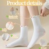 SI SEN Cotton Knitted Crew Socks, Knitted Socks with Ruffle