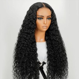 13x6 Water Wave Lace Front Wigs HD Trasparent Lace Frontal Wigs for Women Pre Plucked with Baby Hair 180 Density Curly Human Hair Wigs:_13x6 Lace Wig_18inch