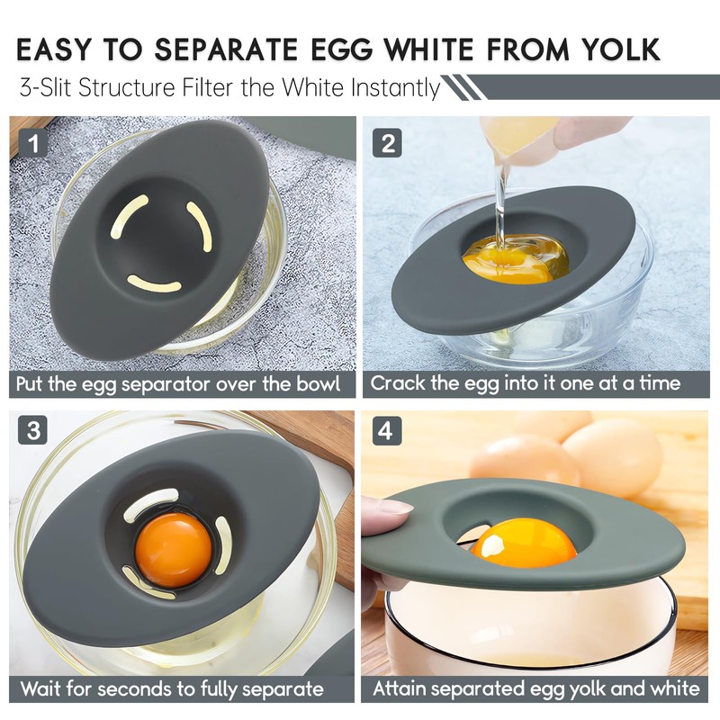2PCS Silicone Egg Separators, Food-Silicone Egg White Separator, 3-Slit Egg