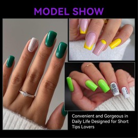 Gelike ec Short Square Nail Tips, Full Coverage, Short Nail Tips, Soft Gel Tips, Pre-Polished Artificial Nail Tips Made of PMMA Resin for Women, Salon, 240 Pieces, 10 Sizes