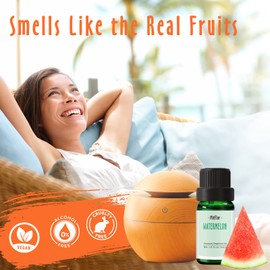 Fragrance Oil, MitFlor Premium Fruit Essential Oils Set, Fruity Scents for Soap & Candle Making, Summer Diffuser Oils, Refreshing & Long-Lasting, Peach, Cherry, Watermelon, Blueberry, Grape, Melon