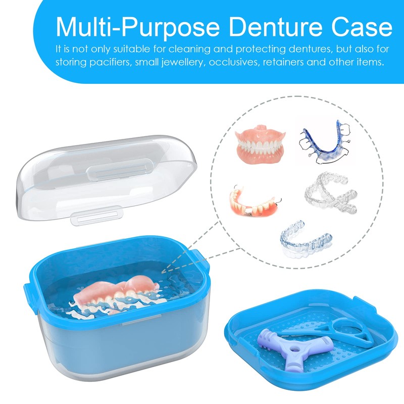 ARGOMAX Denture Case, Denture Cup for Soaking Dentures, Thorough Cleaning