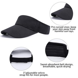 Sun Visor Hat - Sports Sun Visors for Women Cotton Twill Adjustable Golf Beach Running Tennis Sun Protection Cap