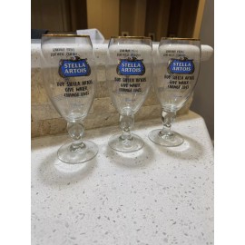Stella Artois Lot of 3 Stella Artois 40CL Iconic Beer Glasses Chalices Rare Promo