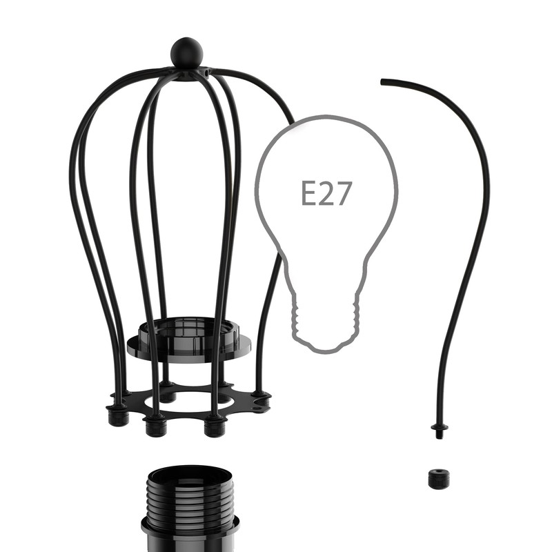 ledscom.de Pack of 3 Cage Lampshade, Black, 115 mm Diameter