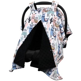 Top Tots Includes 1-Year Warranty, Travel and Adventure Collection, Deluxe Minky Dot Polyester Car Seat Canopy, Emperor Llamas, 40 by 29 Inch