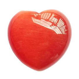 Bacatgem 1 Pcs Red Cat's Eye Stone Palm Worry Carved Heart Love Stone,1.57 inchs Crystals and Healing Stones