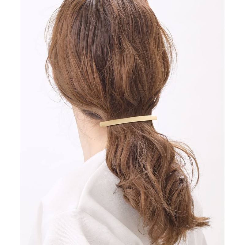 VingTAINE H-713 Line Plate Barrette Gold, Simple, Matte