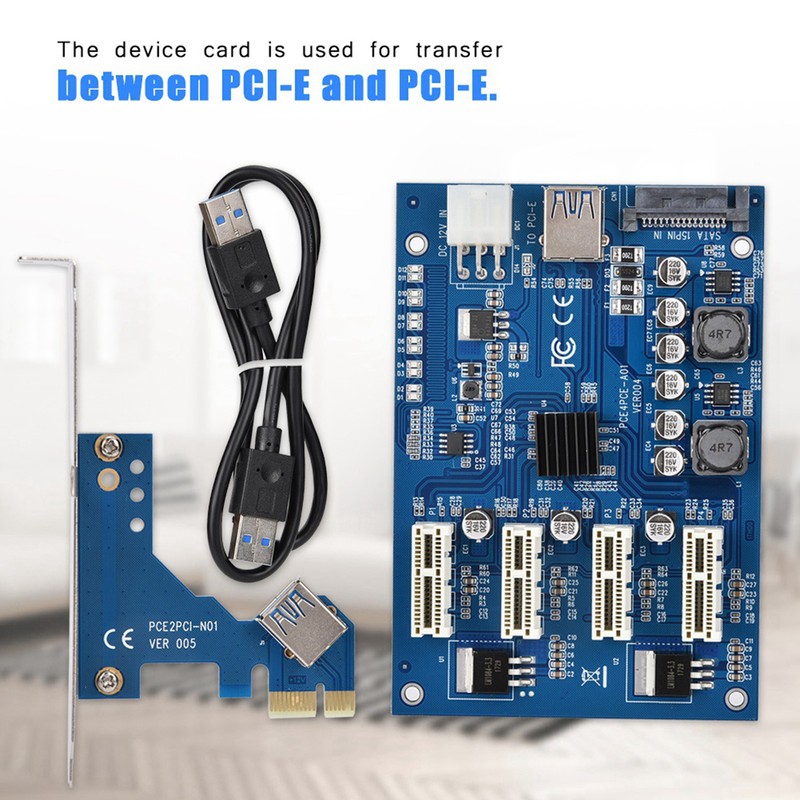 PCI-E 1X to 4X PCIe USB3.0 Converter Extender Adapter Card