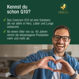 VITACTIV Cuenzym Q10 & Vitamin B1 – 60 mg - Hochdosiert, natürlich - Einzigartiges Q-10-Produkt (90 Q10 Kapseln für 3 Monate)