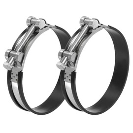 PATIKIL 113-121mm T-Bolt Hose Clamp, 2 Pack Rubber Cushioned Intake Intercooler Pipe Tube Clamps 304 Stainless Steel Radiator Hose Clamp for 4.45"-4.76" Pipe