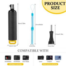Waterproof Floating Handle Grip Anti-Slip Floating Bobber Stick Floaty Handler Holder Mount with Lanyard for Go Pro Hero 11/10/9/8/7/6/5/4/3 Session DJI Osmo and Other Action Cameras