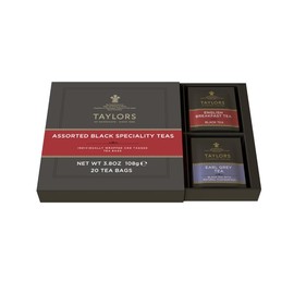 Taylors of Harrogate Assorted Specialty Black Teas Sampler, Variety Gift Box, Individually Wrapped Bags, 20 Count (Pack of 1), English Breakfast, Earl Grey, Assam, and Afternoon Darjeeling, Caffeinated, Enjoy Hot or Iced, 20 Teabags