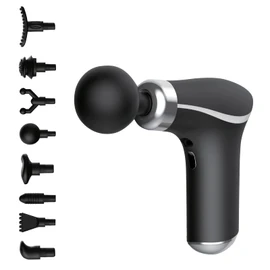FitSmart HyperPro Mini Massager Compact Massage Gun with 8 Attachments, 3 Strength Levels, Portable Design, USB Charging, Lightweight Black