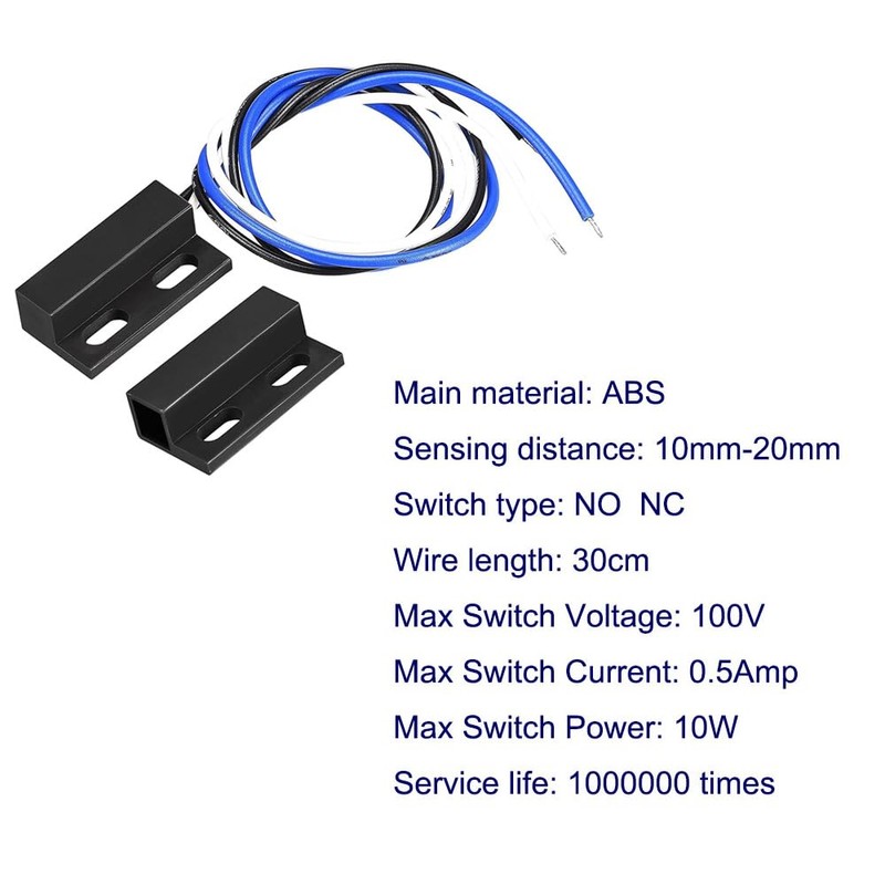 Gebildet 2 Sets Black Magnetic Switch, Wiring NO/NC, Recessed Door