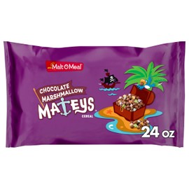 Malt-O-Meal Chocolate Marshmallow Mateys Breakfast Cereal, Crunchy Chocolate Cereal with Marshmallows, Large Cereal for Family, 24 OZ Resealable Cereal Bag