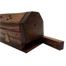 Sheesham Wood Incense Holder Ash Catcher-Buddha three 31 cm