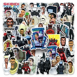 Pack of 60 Skibidi Toilet Stickers Cute Funny Toilet Man Stickers for Skateboard Laptop Water Bottles Scrapbook Car Bicycle Luggage Waterproof Cool Cartoon Stickers for Children Adults