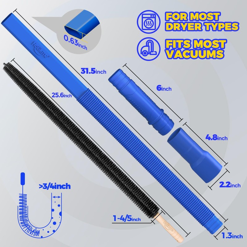 Holikme 2 Pieces Dryer Vent Cleaner Kit, Dryer Lint Vacuum