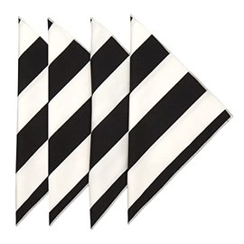 Servilletas de tela en blanco y negro para decoración de mesa de boda para una recepción de boda, fiesta de verano de rayas en blanco y negro, 4 de julio, servilletas de lino de algodón de 45,72 cm