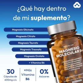 Magnesio Molecular Labs 5  5 Tipos De Magnesio  3 Frascos Sin Sabor                                                                                   