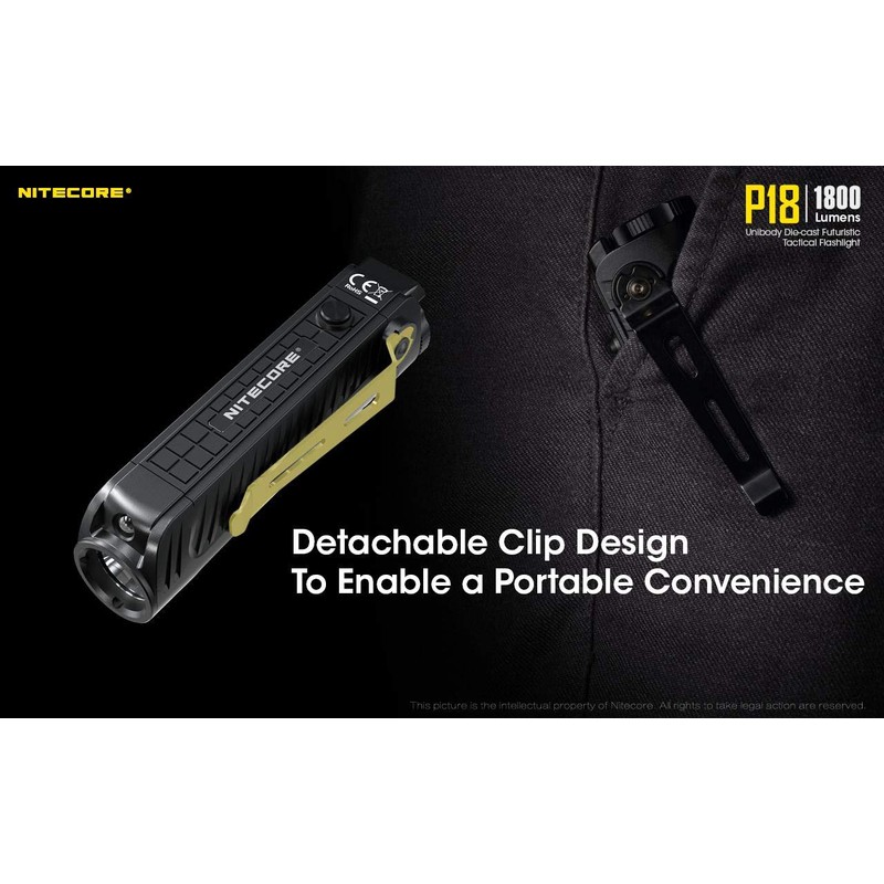 Value Bundle: NITECORE P18 Unibody Die-cast Futuristic Tactical Flashlight -