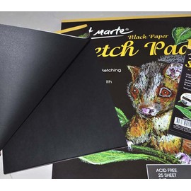 Mont Marte 140gsm Black Paper Sketch 25-Sheets Pad, A5 Size