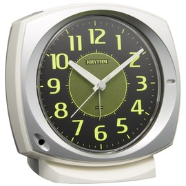 リズム(RHYTHM) 目覚まし時計 アナログ コールマン657 集光文字板 連続秒針 電子音 アラーム 銀色 RHYTHM 8RE657SR19