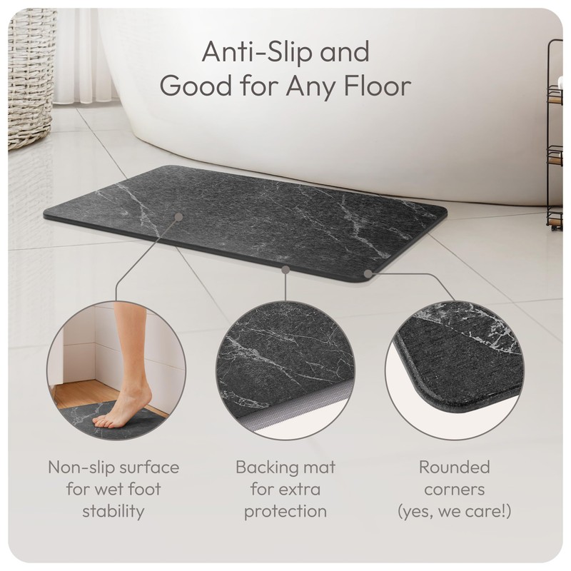 STATETRA Stone Bath Mat Quick-Dry Absorbing Diatomaceous Earth Bath Mat