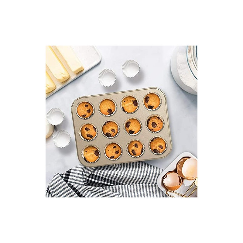 Ihanini Non Stick Ceramic Coated Muffin Pan 12 Cups Professional