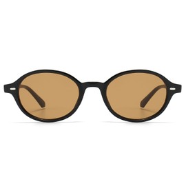 LJCZKA Retro Oval Sunglasses for Women Men Trendy Oval Sunglasses Round 90s Vintage Shades UV400 Protection