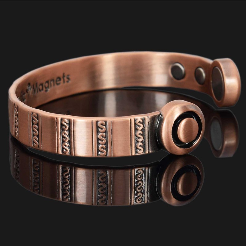 Solid Copper Magnetic Bracelet Men's Women's Copper Bangle Cuff Large