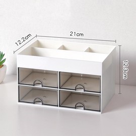 Desk Supplies Organisers, Desk Organiser with 4 Drawers White, Multifunctional Desk Organiser, DIY Desk Accessories Decor Pen Holder, Drawers Desktop Stationery Storage Box for Office School Home