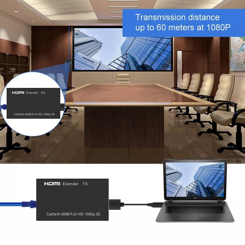 DONGJIAN HDMI Extender 196ft HDMI Over Single Cat5E/6/7 HDMI Repeater